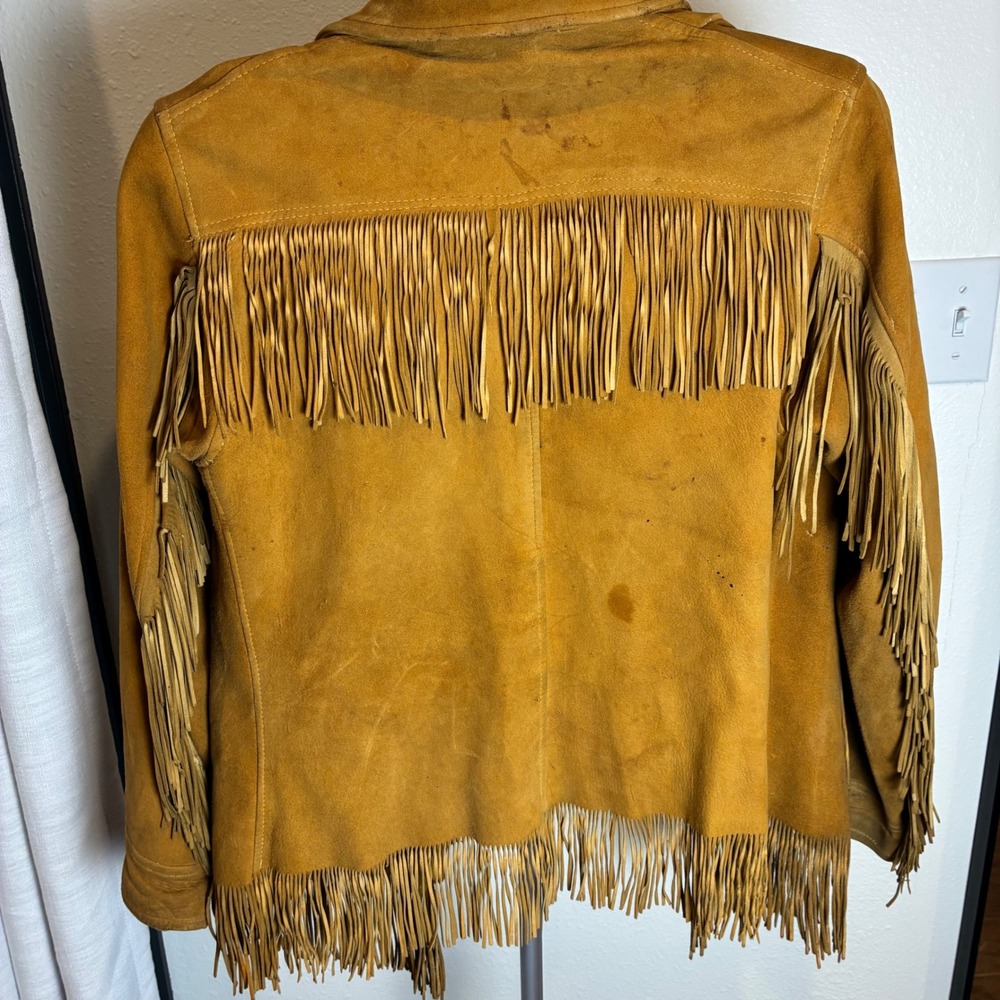 True Vintage 1940s 50s Western Buckskin Fringe‎ Jacket Conmar rectangular zip - Picture 12 of 16